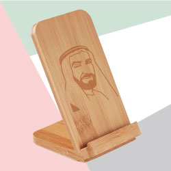 Bamboo Wireless Charger with Sheikh Zayed Photo